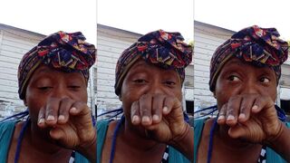 Truthy is covering her mouth.